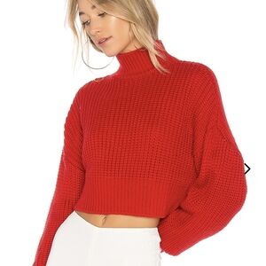 Lovers + Friends Vibrant Red Cropped Sweater